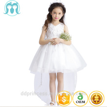 2017 New kids cotton frocks design Angel white flower wedding dresses back long tail girls one piece party dresses kids clothing